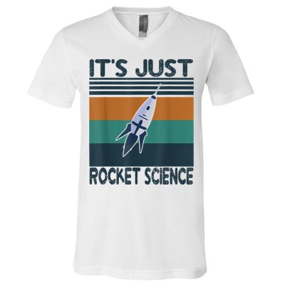 Aerospace Engineering Gifts It's Just Rocket Science Space V-Neck T-Shirt