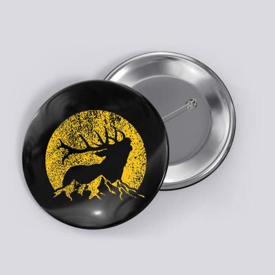 American Elk Hunter Dad Vintage Retro Bow Hunting Gift Button
