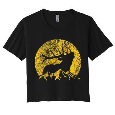 American Elk Hunter Dad Vintage Retro Bow Hunting Gift Crop Top