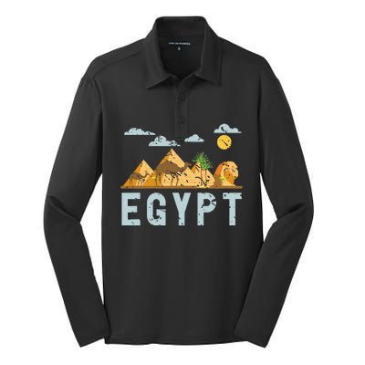 Africa Egyptian Hieroglyphics Cairo Egypt Silk Touch Performance Long Sleeve Polo