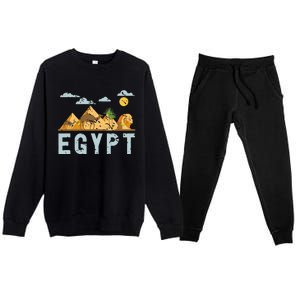 Africa Egyptian Hieroglyphics Cairo Egypt Premium Crewneck Sweatsuit Set