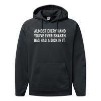 Almost Every Hand YouVe Ever Shaken Has Had A Dick In It Performance Fleece Hoodie