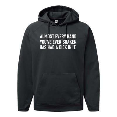 Almost Every Hand YouVe Ever Shaken Has Had A Dick In It Performance Fleece Hoodie