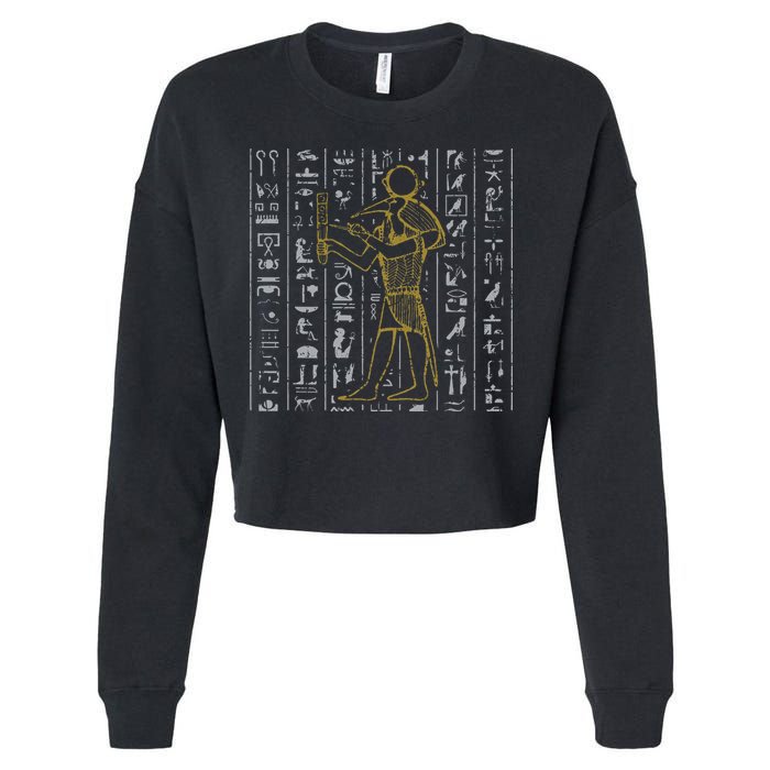 Ancient Egypt History Egyptian Hieroglyphics  Cropped Pullover Crew