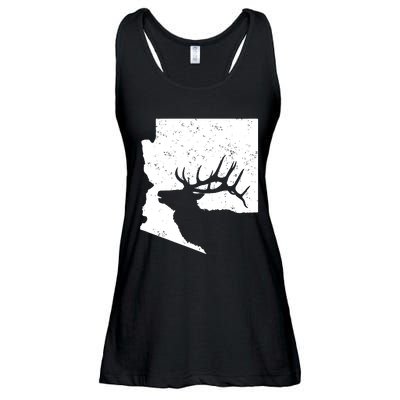 Arizona Elk Hunting Bull Elk Az State Shape Ladies Essential Flowy Tank