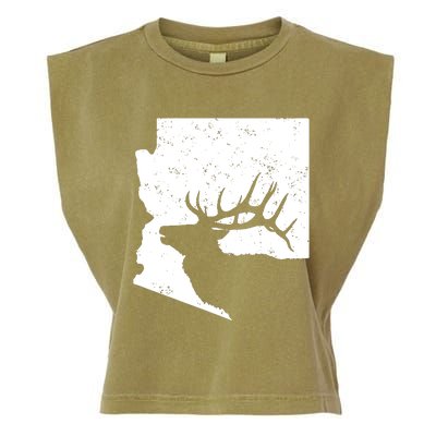 Arizona Elk Hunting Bull Elk Az State Shape Garment-Dyed Women's Muscle Tee