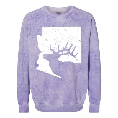 Arizona Elk Hunting Bull Elk Az State Shape Colorblast Crewneck Sweatshirt