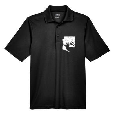 Arizona Elk Hunting Bull Elk Az State Shape Men's Origin Performance Pique Polo