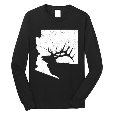 Arizona Elk Hunting Bull Elk Az State Shape Long Sleeve Shirt