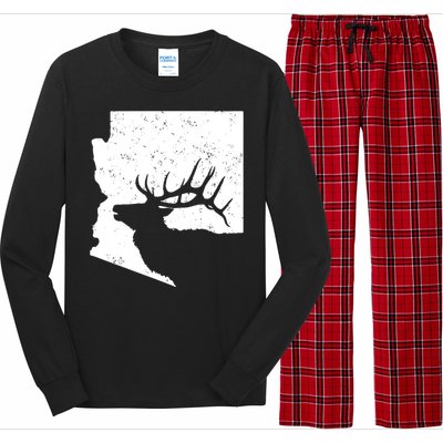 Arizona Elk Hunting Bull Elk Az State Shape Long Sleeve Pajama Set