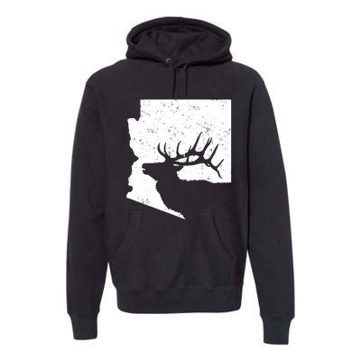 Arizona Elk Hunting Bull Elk Az State Shape Premium Hoodie