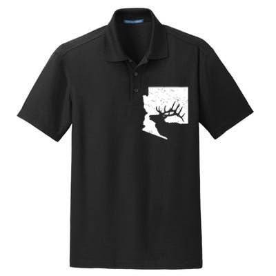 Arizona Elk Hunting Bull Elk Az State Shape Dry Zone Grid Polo