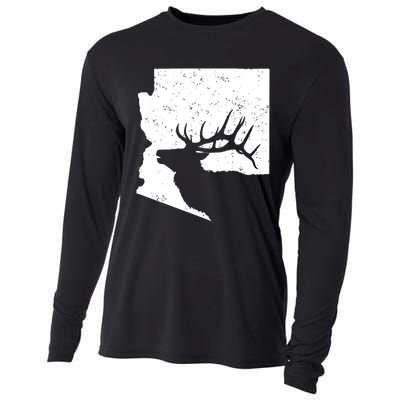 Arizona Elk Hunting Bull Elk Az State Shape Cooling Performance Long Sleeve Crew