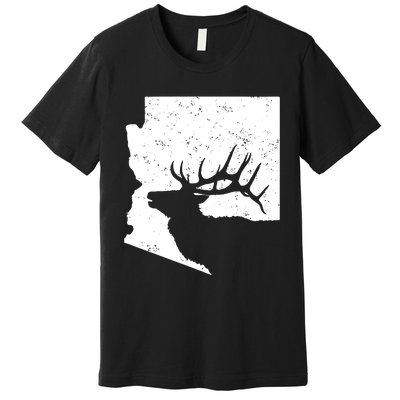 Arizona Elk Hunting Bull Elk Az State Shape Premium T-Shirt