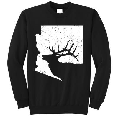 Arizona Elk Hunting Bull Elk Az State Shape Tall Sweatshirt