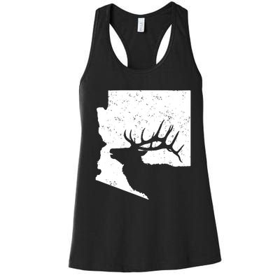 Arizona Elk Hunting Bull Elk Az State Shape Women's Racerback Tank