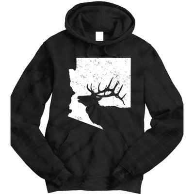 Arizona Elk Hunting Bull Elk Az State Shape Tie Dye Hoodie