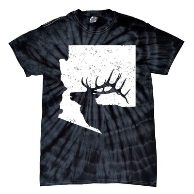 Arizona Elk Hunting Bull Elk Az State Shape Tie-Dye T-Shirt