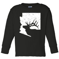 Arizona Elk Hunting Bull Elk Az State Shape Toddler Long Sleeve Shirt