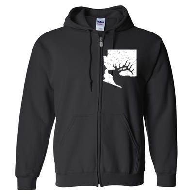 Arizona Elk Hunting Bull Elk Az State Shape Full Zip Hoodie