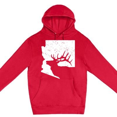 Arizona Elk Hunting Bull Elk Az State Shape Premium Pullover Hoodie