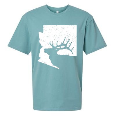 Arizona Elk Hunting Bull Elk Az State Shape Sueded Cloud Jersey T-Shirt