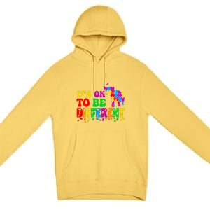 Autism Elephant It's Ok To Be Different Puzzle Autism Awareness Month Premium Pullover Hoodie