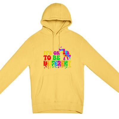 Autism Elephant It's Ok To Be Different Puzzle Autism Awareness Month Premium Pullover Hoodie