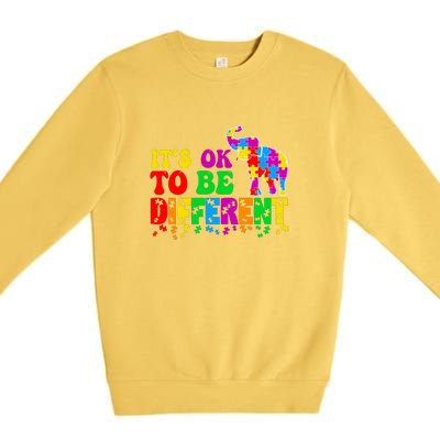 Autism Elephant It's Ok To Be Different Puzzle Autism Awareness Month Premium Crewneck Sweatshirt