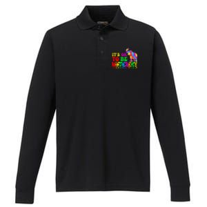 Autism Elephant It's Ok To Be Different Puzzle Autism Awareness Month Performance Long Sleeve Polo