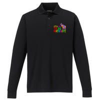 Autism Elephant It's Ok To Be Different Puzzle Autism Awareness Month Performance Long Sleeve Polo