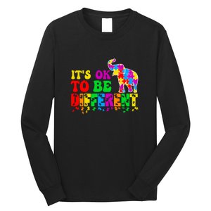 Autism Elephant It's Ok To Be Different Puzzle Autism Awareness Month Long Sleeve Shirt