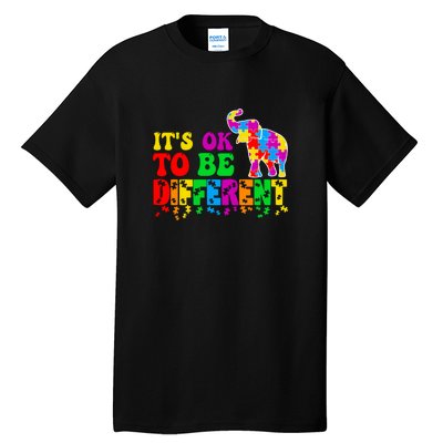 Autism Elephant It's Ok To Be Different Puzzle Autism Awareness Month Tall T-Shirt