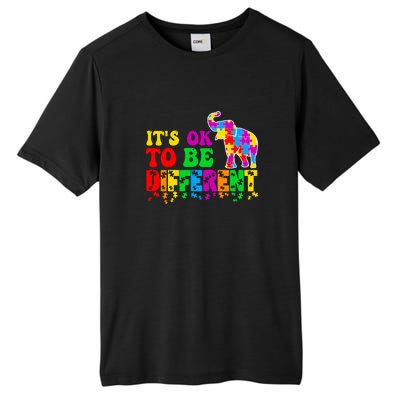 Autism Elephant It's Ok To Be Different Puzzle Autism Awareness Month Tall Fusion ChromaSoft Performance T-Shirt