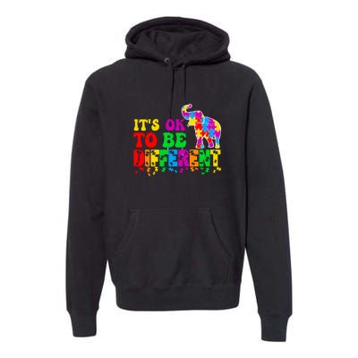 Autism Elephant It's Ok To Be Different Puzzle Autism Awareness Month Premium Hoodie