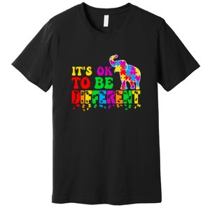 Autism Elephant It's Ok To Be Different Puzzle Autism Awareness Month Premium T-Shirt