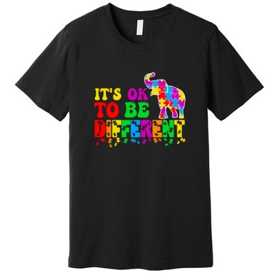 Autism Elephant It's Ok To Be Different Puzzle Autism Awareness Month Premium T-Shirt