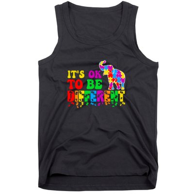 Autism Elephant It's Ok To Be Different Puzzle Autism Awareness Month Tank Top