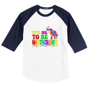 Autism Elephant It's Ok To Be Different Puzzle Autism Awareness Month Baseball Sleeve Shirt