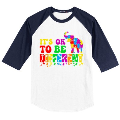 Autism Elephant It's Ok To Be Different Puzzle Autism Awareness Month Baseball Sleeve Shirt