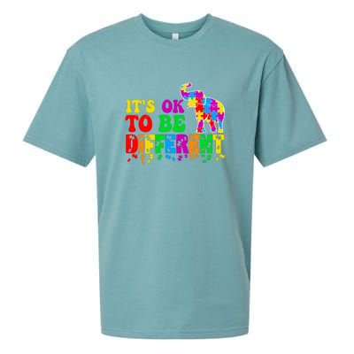 Autism Elephant It's Ok To Be Different Puzzle Autism Awareness Month Sueded Cloud Jersey T-Shirt