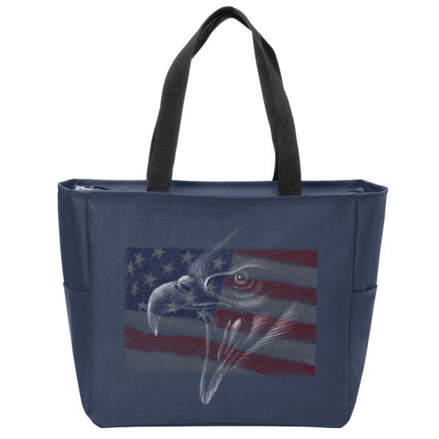 American Eagle Illustration Art Zip Tote Bag