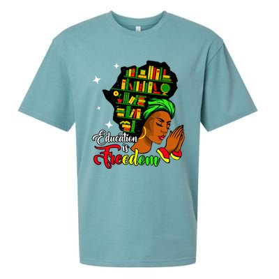 Africa Education Is Freedom Library Book Black Juneteenth Gift Sueded Cloud Jersey T-Shirt