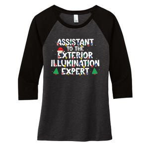 Assistant Exterior Illumination Expert Christmas Lights Hat Women's Tri-Blend 3/4-Sleeve Raglan Shirt