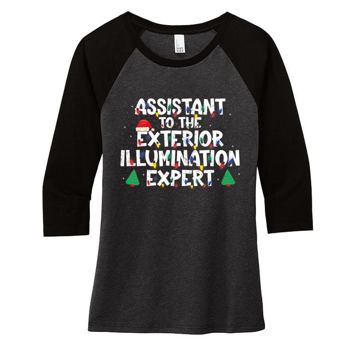 Assistant Exterior Illumination Expert Christmas Lights Hat Women's Tri-Blend 3/4-Sleeve Raglan Shirt