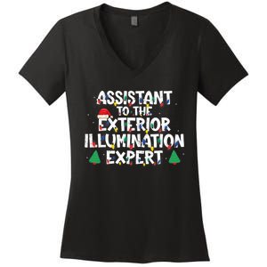 Assistant Exterior Illumination Expert Christmas Lights Hat Women's V-Neck T-Shirt