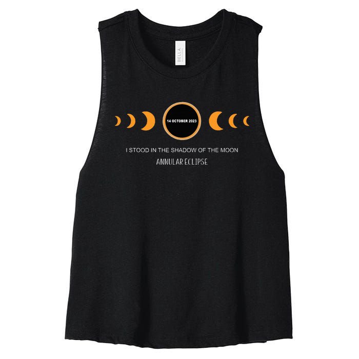 Annular Eclipse I Stood In The Shadow Of The Moon Women's Racerback Cropped Tank