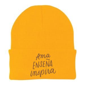 Ama Ensena Inspira Love Teach Inspire Spanish Teacher Funny Gift Knit Cap Winter Beanie