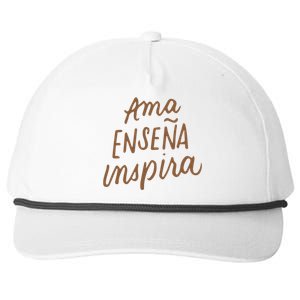 Ama Ensena Inspira Love Teach Inspire Spanish Teacher Funny Gift Snapback Five-Panel Rope Hat