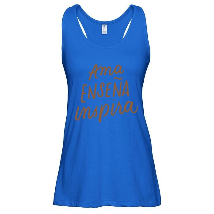 Ama Ensena Inspira Love Teach Inspire Spanish Teacher Funny Gift Ladies Essential Flowy Tank